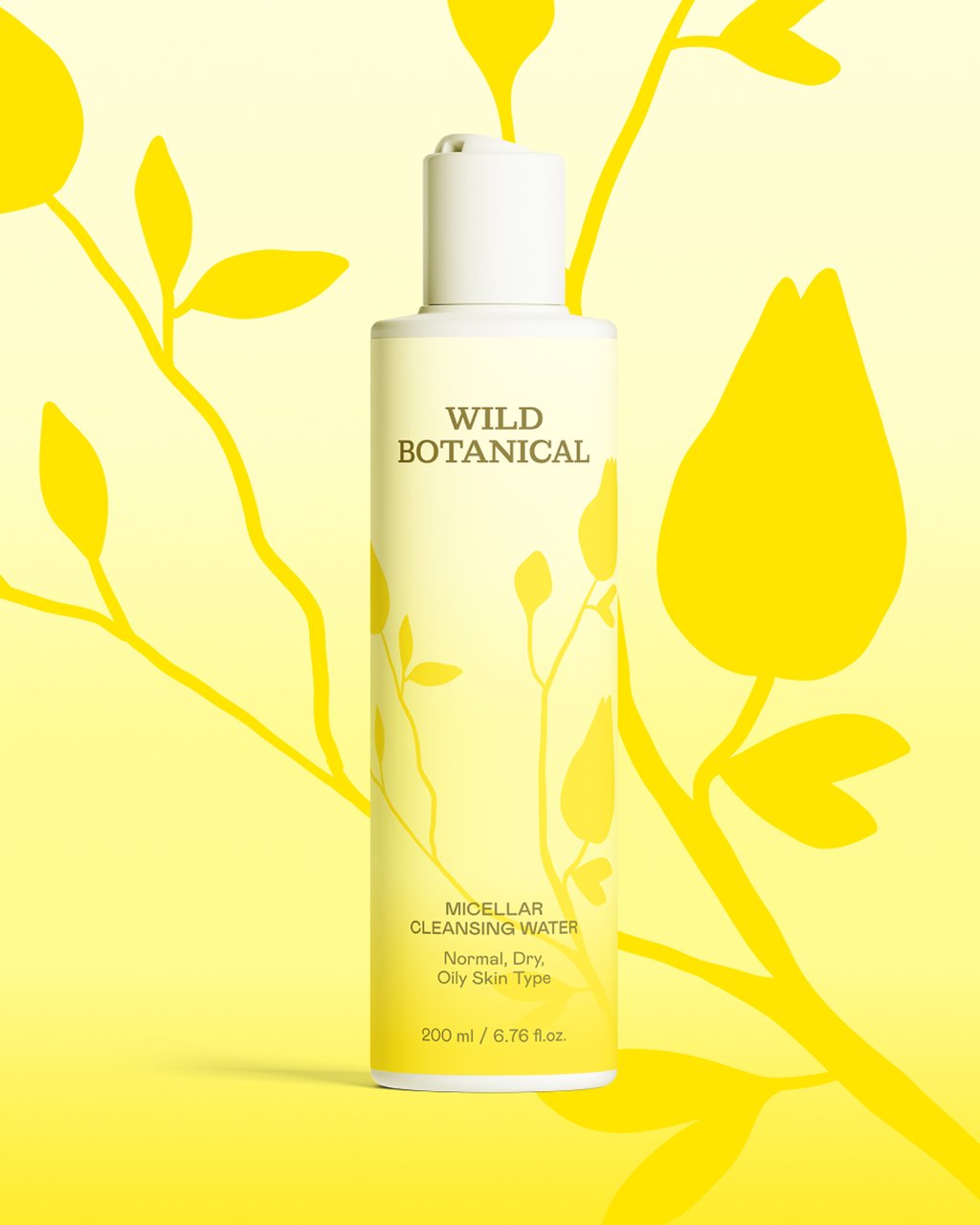 Eine Flasche in einem fertigen botanischen Design